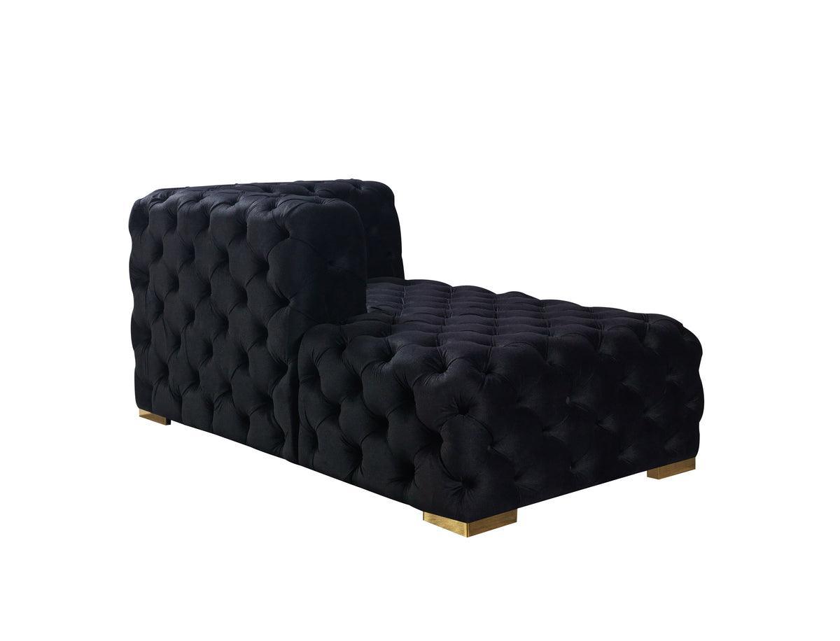 Seva Black Velvet Double Chaise Sectional - Ella Furniture