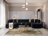 Seva Black Velvet Double Chaise Sectional - Ella Furniture