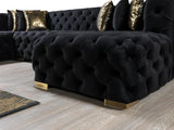 Seva Black Velvet Double Chaise Sectional - Ella Furniture