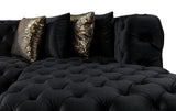 Seva Black Velvet Double Chaise Sectional - Ella Furniture