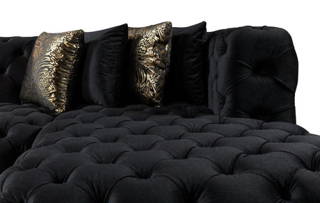 Seva Black Velvet Double Chaise Sectional - Ella Furniture