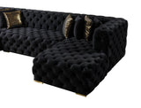 Seva Black Velvet Double Chaise Sectional - Ella Furniture