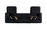 Seva Black Velvet Double Chaise Sectional - Ella Furniture