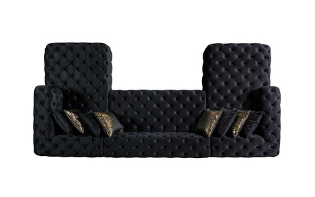 Seva Black Velvet Double Chaise Sectional - Ella Furniture