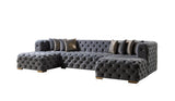 Seva Gray Velvet Double Chaise Sectional - Ella Furniture