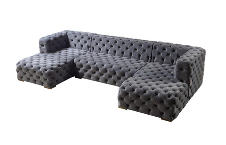Seva Gray Velvet Double Chaise Sectional - Ella Furniture