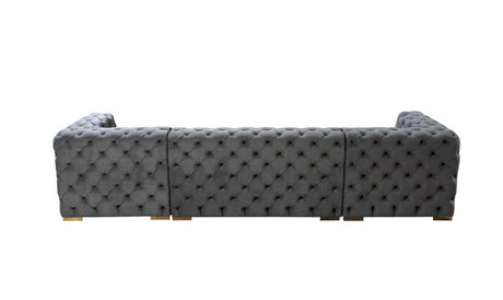 Seva Gray Velvet Double Chaise Sectional - Ella Furniture