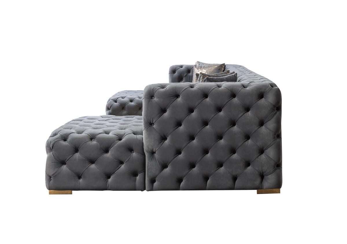 Seva Gray Velvet Double Chaise Sectional - Ella Furniture