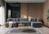 Seva Gray Velvet Double Chaise Sectional - Ella Furniture