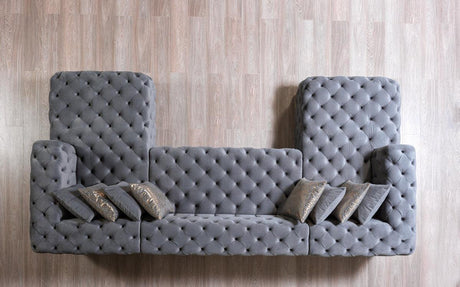 Seva Gray Velvet Double Chaise Sectional - Ella Furniture