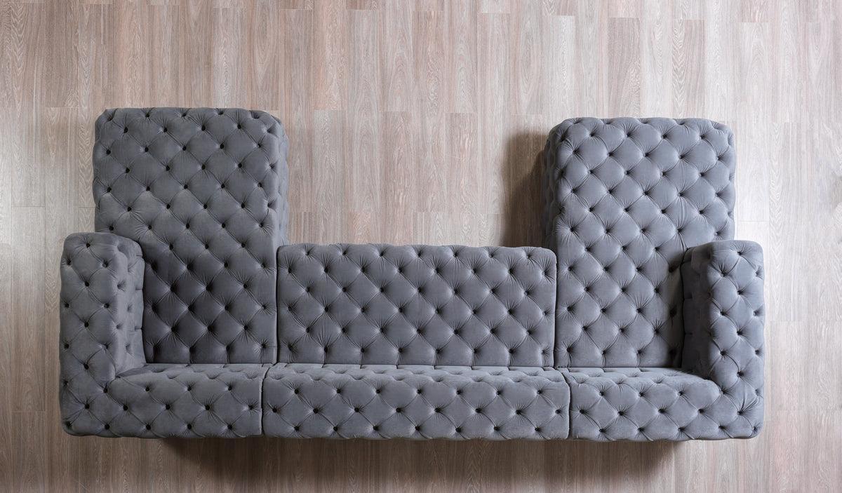 Seva Gray Velvet Double Chaise Sectional - Ella Furniture