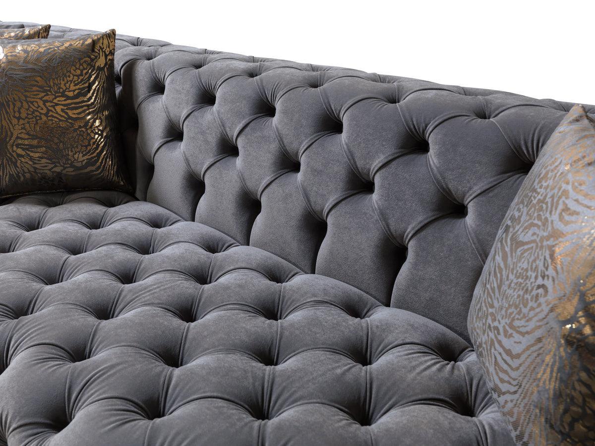 Seva Gray Velvet Double Chaise Sectional - Ella Furniture