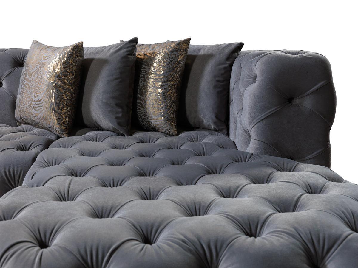 Seva Gray Velvet Double Chaise Sectional - Ella Furniture