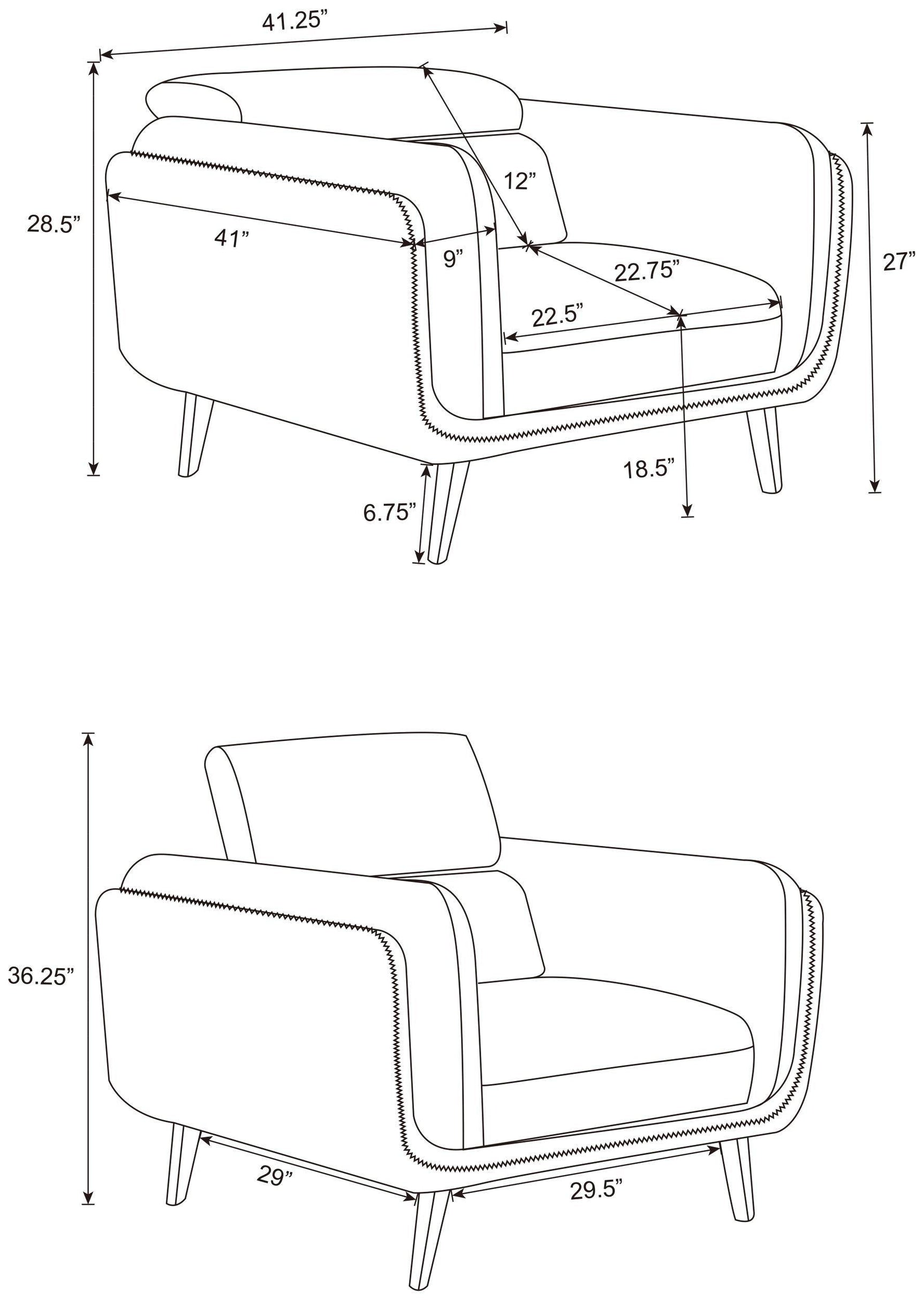 Shania Shania 3-piece Upholstered Low Back Sofa Set Black 509921-S3 - Ella Furniture