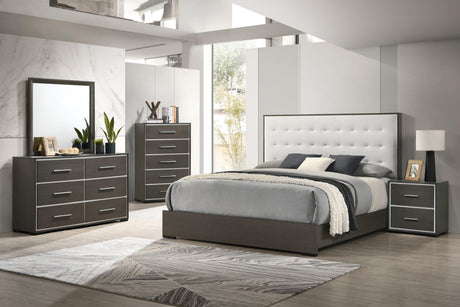 Sharpe Gray/White Modern Solid Wood And Veneers 2-Drawers Nightstand - Ella Furniture