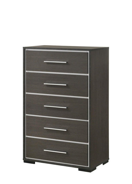 Sharpe Gray/White Modern Solid Wood And Veneers 2-Drawers Nightstand - Ella Furniture