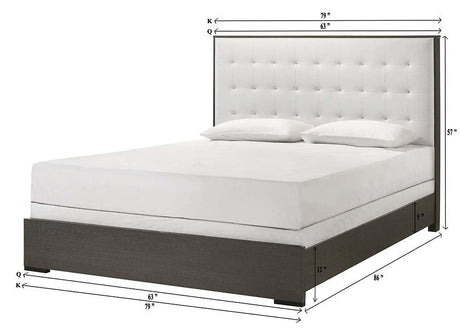 Sharpe Gray/White Modern Solid Wood And Veneers Fabric Upholstered Tufted Bedroom Set - Ella Furniture
