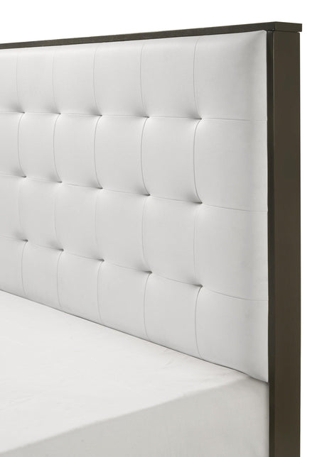 Sharpe Gray/White Modern Solid Wood And Veneers Fabric Upholstered Tufted Bedroom Set - Ella Furniture