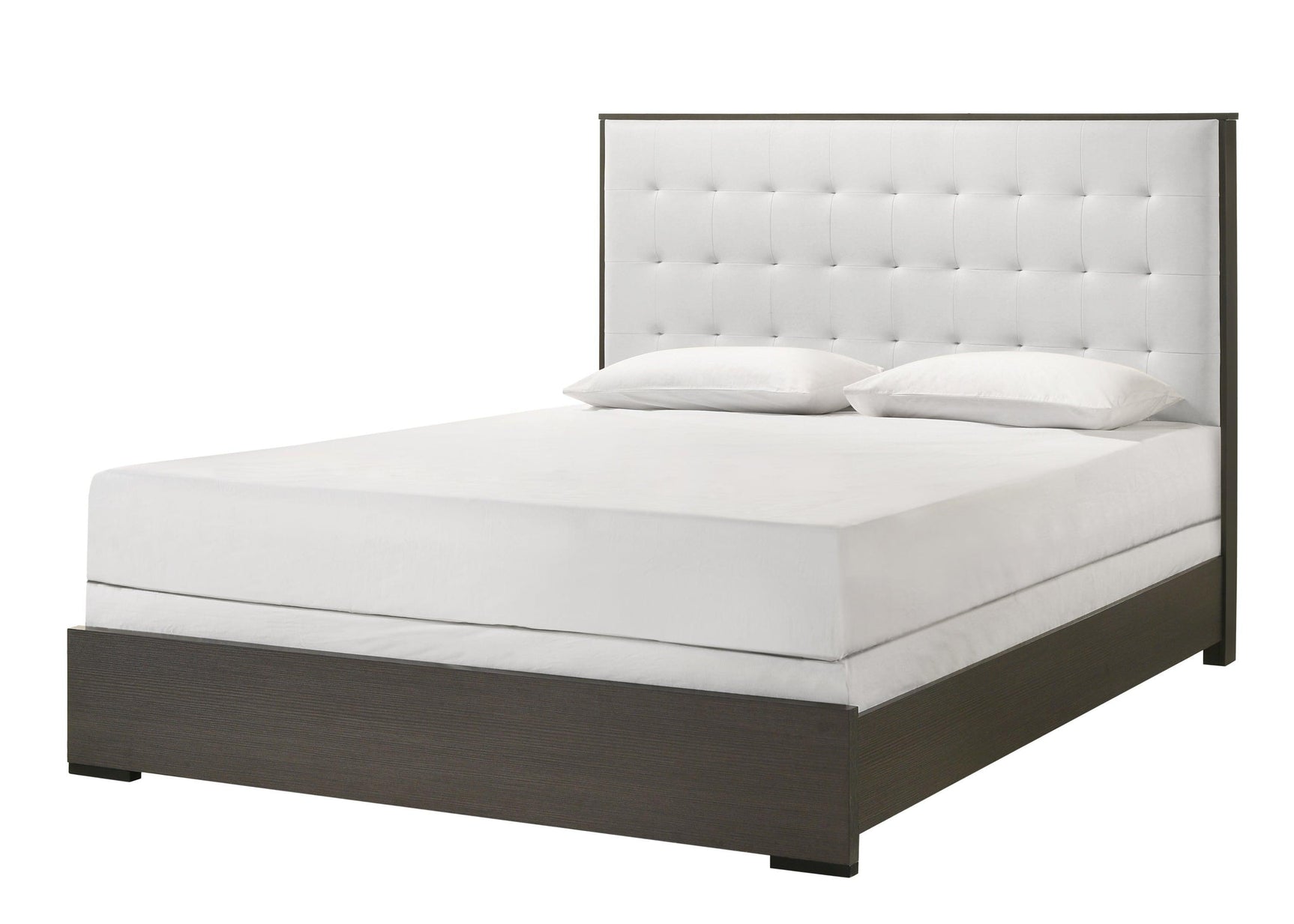 Sharpe Gray/White Modern Solid Wood And Veneers Fabric Upholstered Tufted Bedroom Set - Ella Furniture