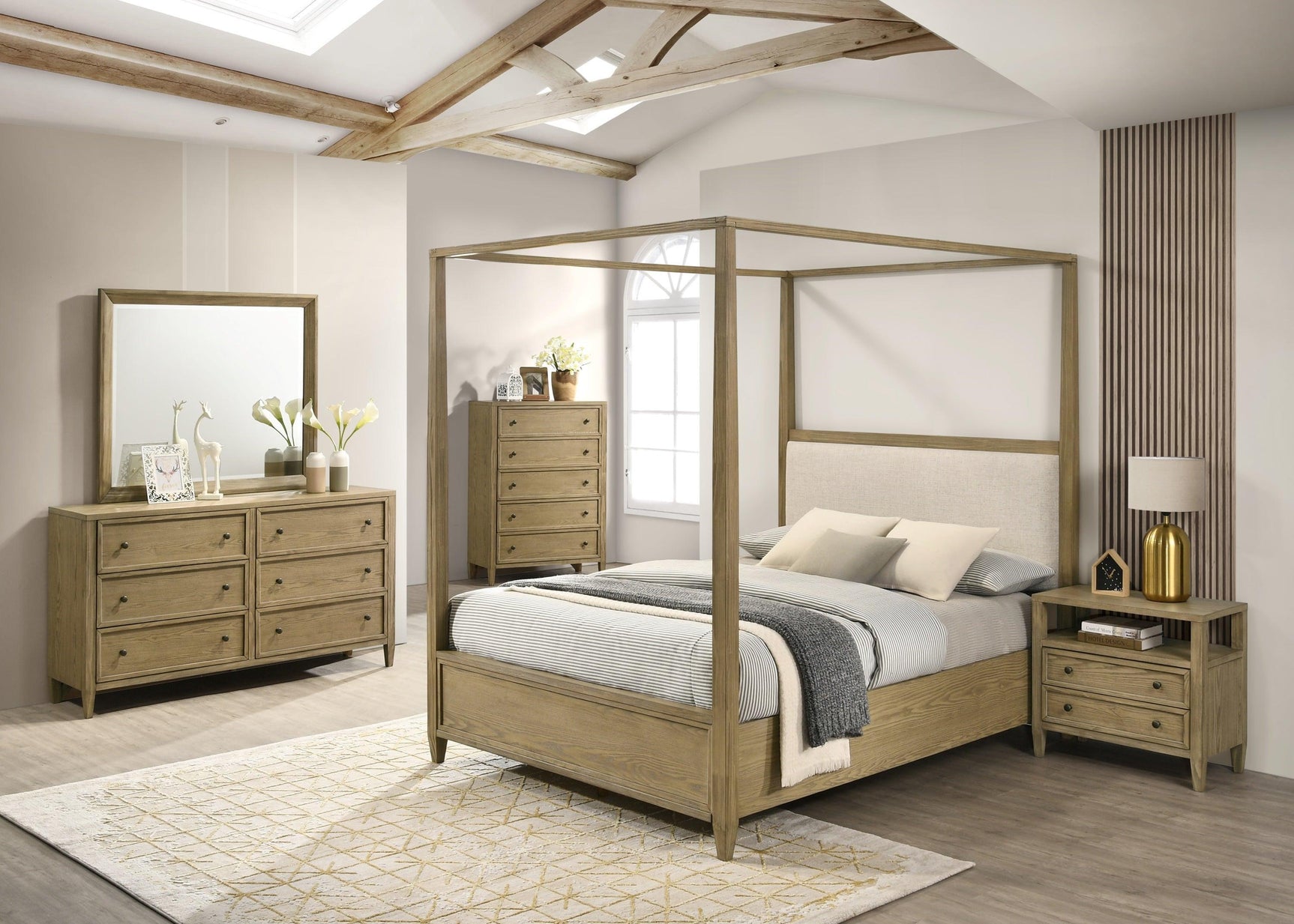 Sienna Brown Modern Contemporary Solid Wood And Veneers Queen Bed - Ella Furniture