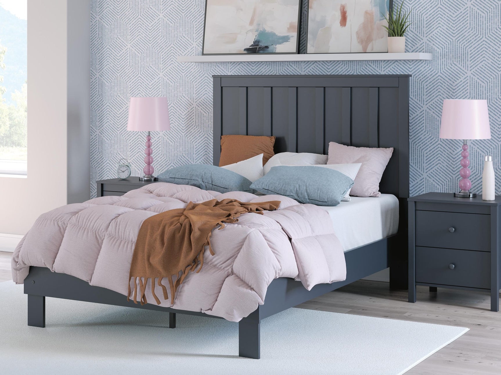 Simmenfort Navy Blue Full Platform Bed from Ella Furniture