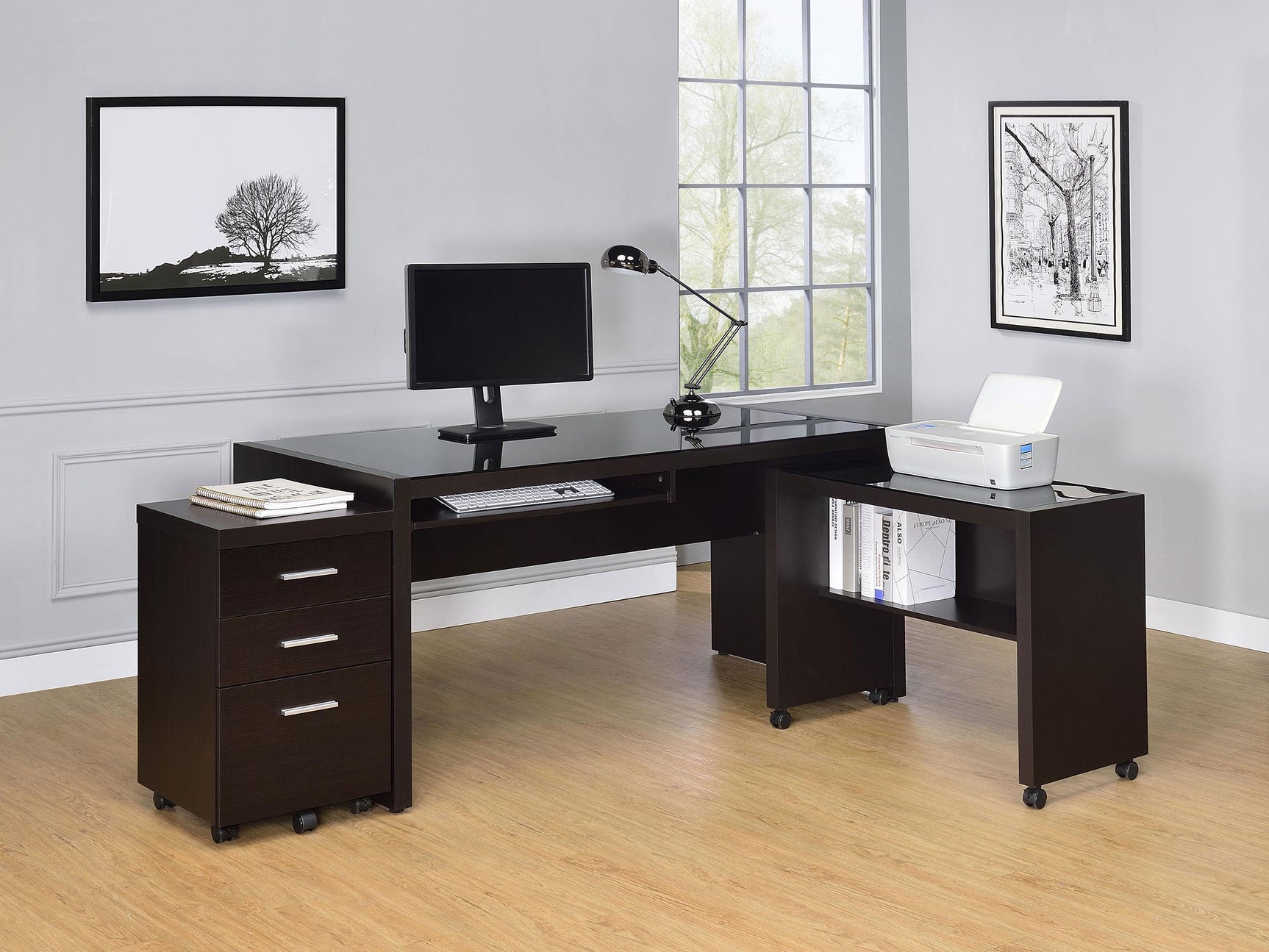 Skeena Skeena 3-piece Home Office Set Cappuccino 800901-S3 - Ella Furniture