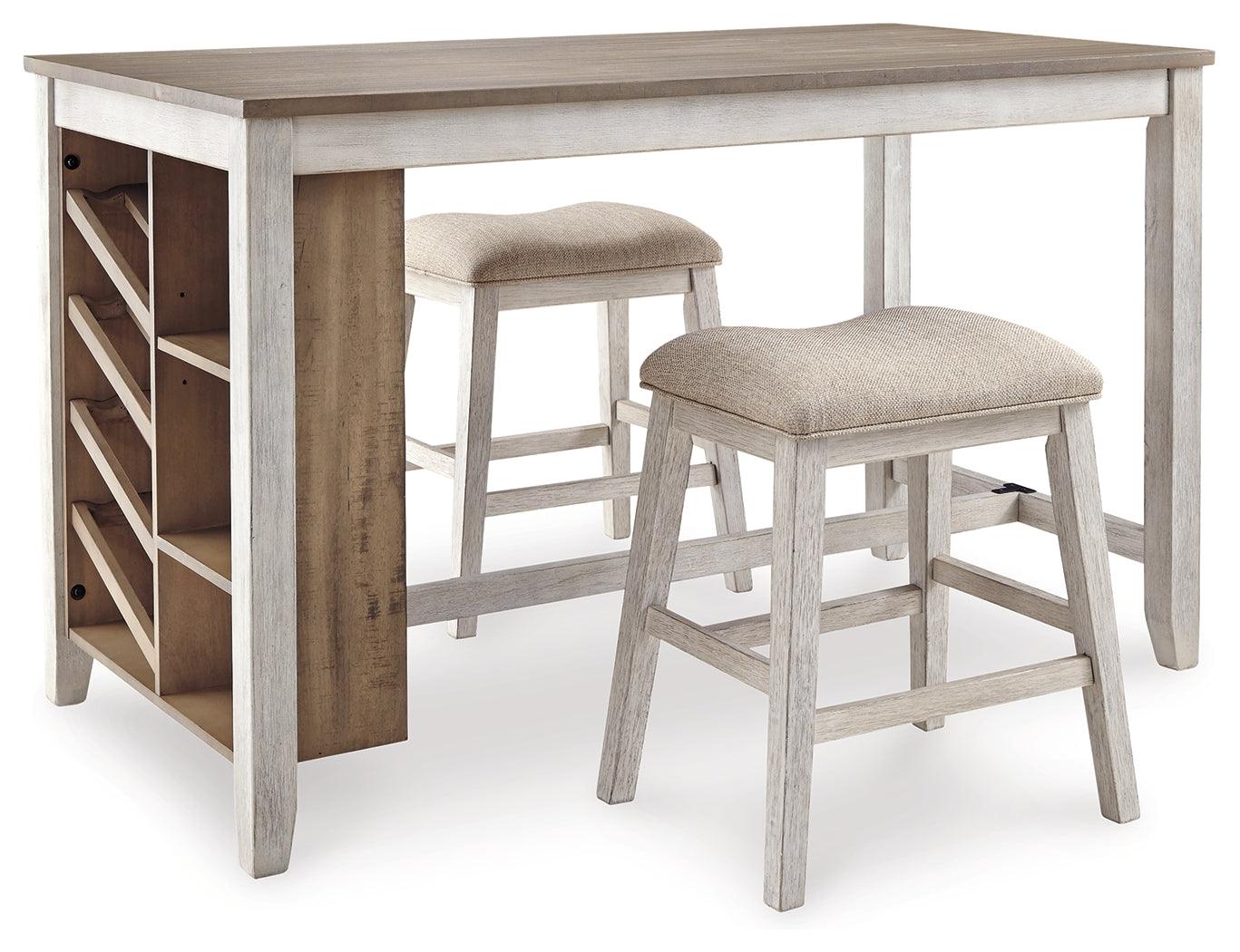 Skempton White/light Brown Counter Height Dining Table And 2 Barstools PKG001972 - D394-32 | D394-024 | D394-024 - Ella Furniture