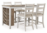 Skempton White/light Brown Counter Height Dining Table And 4 Barstools - Ella Furniture