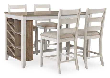 Skempton White/light Brown Counter Height Dining Table And 4 Barstools - Ella Furniture