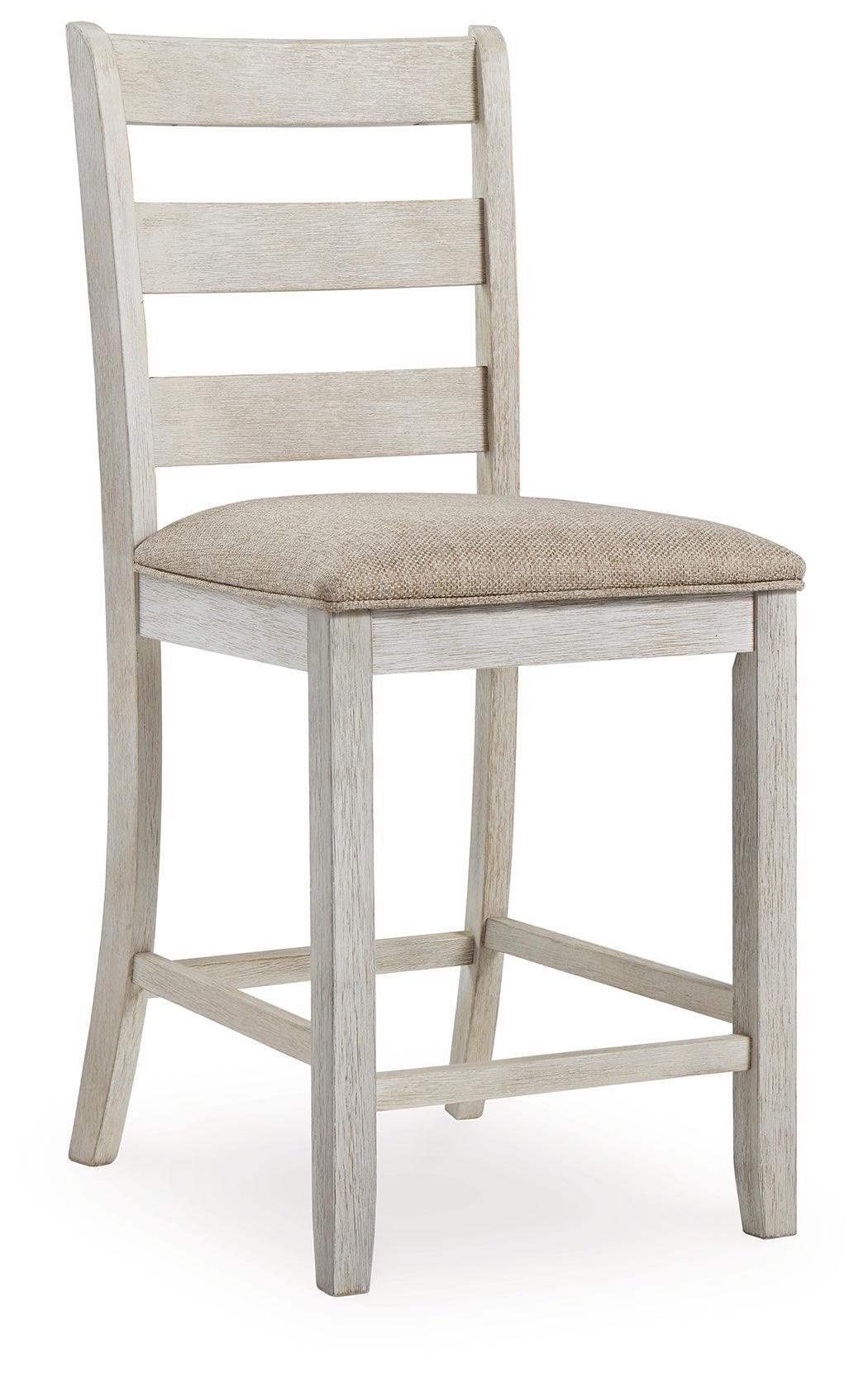 Skempton White/light Brown Counter Height Dining Table And 4 Barstools - Ella Furniture
