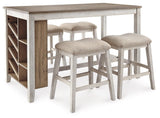 Skempton White/light Brown Counter Height Dining Table And 4 Barstools PKG001970 - D394-32 | D394-024 | D394-024 - Ella Furniture