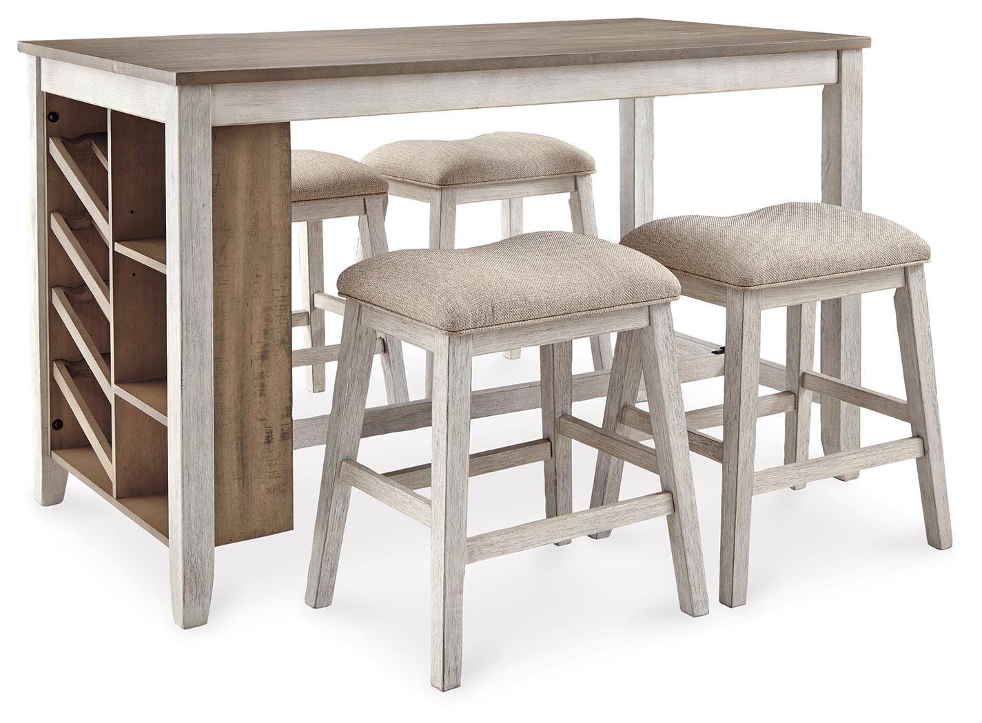 Skempton White/light Brown Counter Height Dining Table And 4 Barstools PKG001970 - D394-32 | D394-024 | D394-024 - Ella Furniture