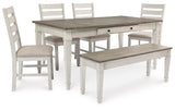 Skempton White/light Brown Rectangular Dining Room Set - Ella Furniture