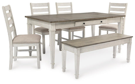 Skempton White/light Brown Rectangular Dining Room Set - Ella Furniture