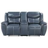 Sloane 2-piece Upholstered Reclining Sofa Set Blue 610271-S2 - Ella Furniture