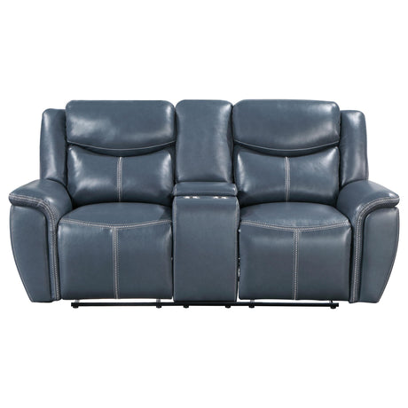 Sloane 2-piece Upholstered Reclining Sofa Set Blue 610271-S2 - Ella Furniture
