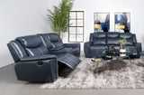 Sloane 2-piece Upholstered Reclining Sofa Set Blue 610271-S2 - Ella Furniture