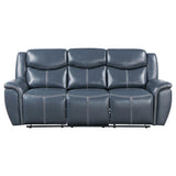 Sloane 2-piece Upholstered Reclining Sofa Set Blue 610271-S2 - Ella Furniture