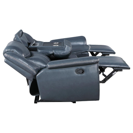 Sloane 2-piece Upholstered Reclining Sofa Set Blue 610271-S2 - Ella Furniture