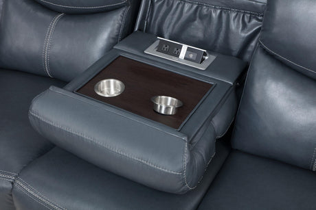 Sloane 3-piece Upholstered Reclining Sofa Set Blue 610271-S3 - Ella Furniture