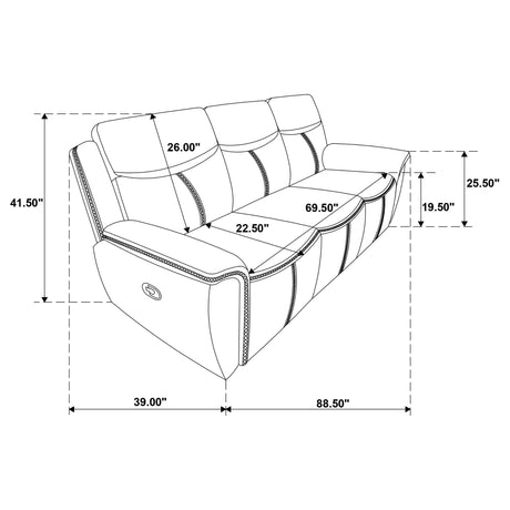Sloane 3-piece Upholstered Reclining Sofa Set Blue 610271-S3 - Ella Furniture