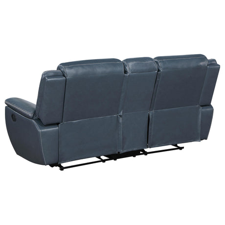 Sloane 3-piece Upholstered Reclining Sofa Set Blue 610271-S3 - Ella Furniture