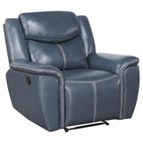 Sloane 3-piece Upholstered Reclining Sofa Set Blue 610271-S3 - Ella Furniture