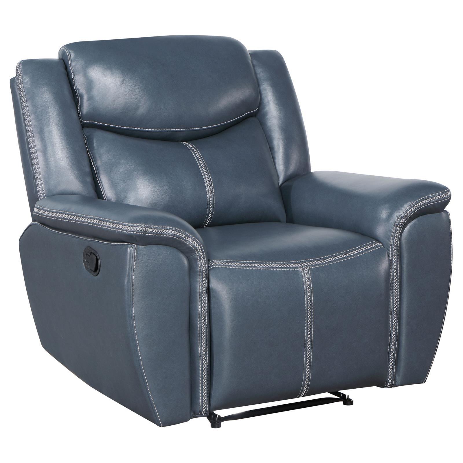 Sloane Upholstered Motion Recliner Chair Blue 610273 - Ella Furniture