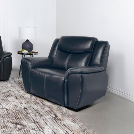 Sloane Upholstered Motion Recliner Chair Blue 610273 - Ella Furniture