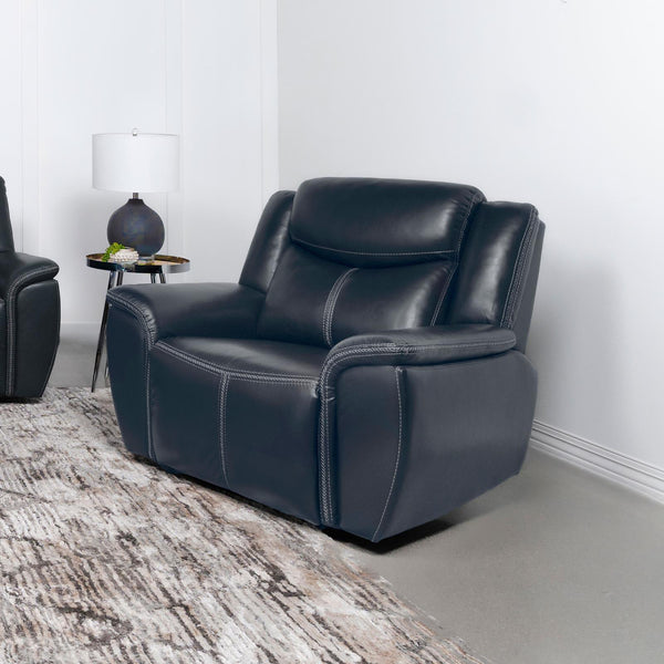 Sloane Upholstered Motion Recliner Chair Blue 610273 - Ella Furniture