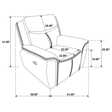 Sloane Upholstered Motion Recliner Chair Blue 610273 - Ella Furniture