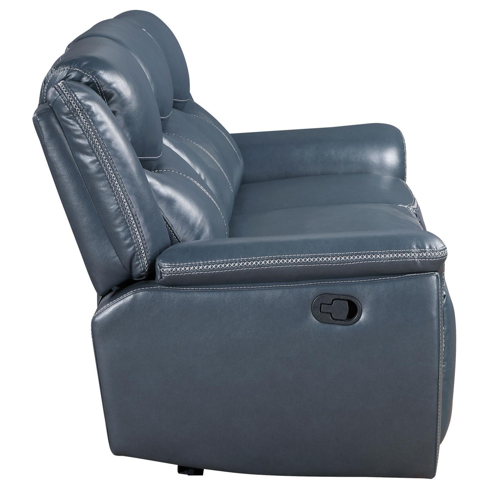 Sloane Upholstered Motion Reclining Sofa With Drop Down Table Blue 610271 - Ella Furniture