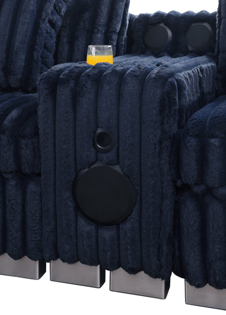 Snuggle Station Blue Reclining 6 or 7-Piece Sectional view 6