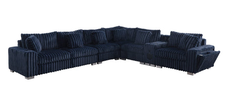 Snuggle Station Blue Reclining 6 or 7-Piece Sectional view 9